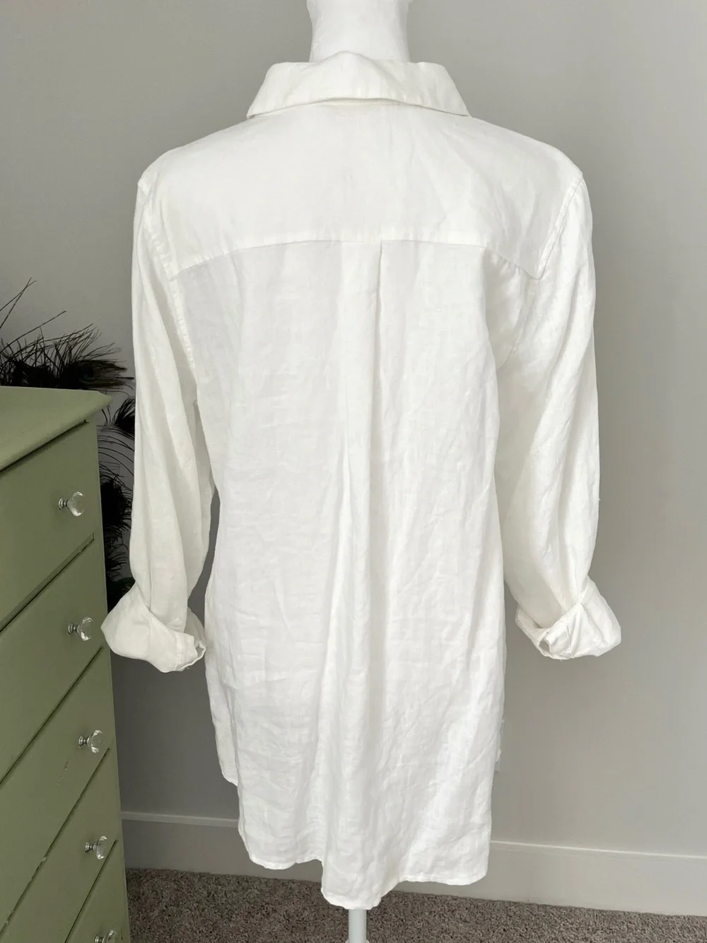 Soft Surroundings White Cotton Linen Button-Front Big Shirt (M) - Picture 4 of 11